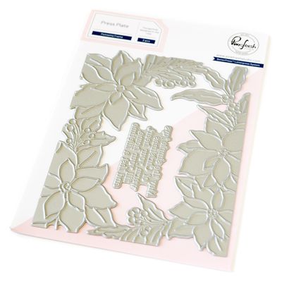 PinkFresh Studio - Magical Holiday Collection - Poinsettia Frame - Press Plate - 253824 - 2pcs