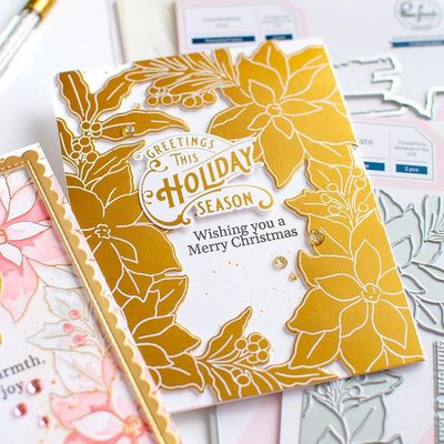 PinkFresh Studio - Magical Holiday Collection - Poinsettia Frame - Press Plate - 253824 - 2pcs