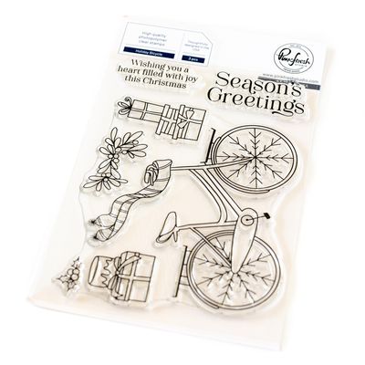 PinkFresh Studio - Magical Holiday Collection - Holiday Bicycle - Clear Polymer Stamp Set - 4&quot; x 6&quot; - 253924 - 6pcs