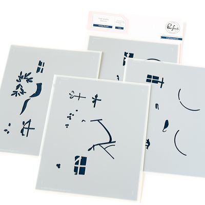 PinkFresh Studio - Magical Holiday Collection - Holiday Bicycle - Layered Stencil Set - 254124 - 4 pcs