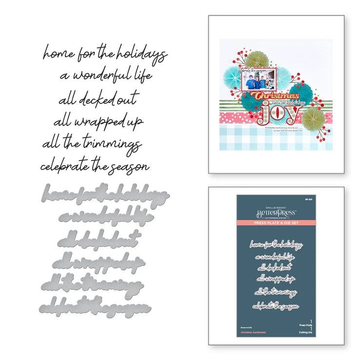 Spellbinders Paper Arts - Betterpress - Press Plates &amp; Die Set - Storytelling Collection - Christmas Sentiments - BP-208