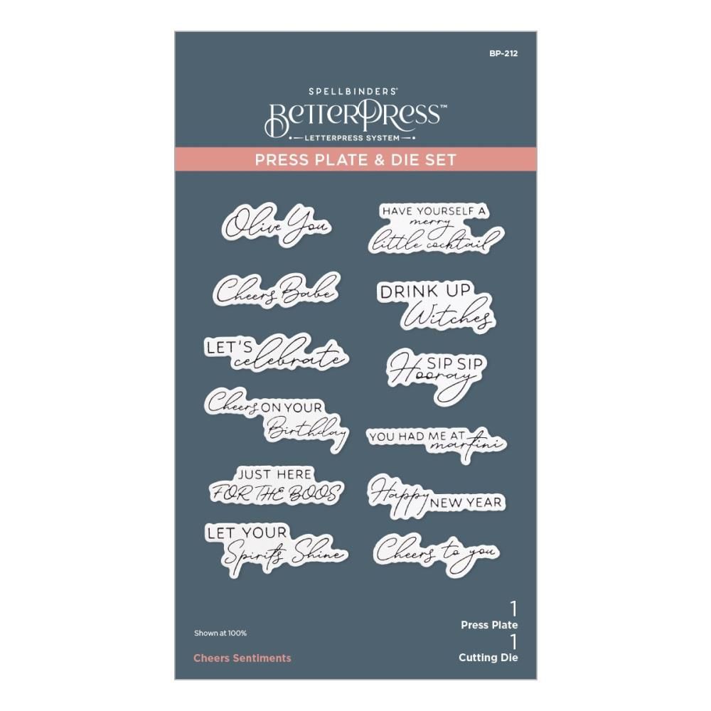 Spellbinders Paper Arts - Betterpress -  Happy Hour Collection - Cheers - Press Plate - Bp-212