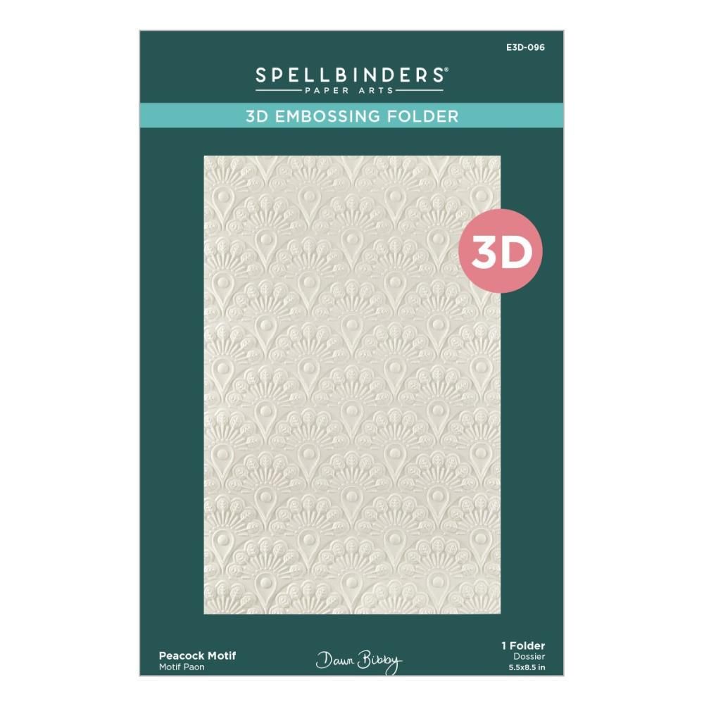 Spellbinders Paper Arts - 3D Embossing Folder - By Dawn Bibby - Peacock Motif - E3D-096