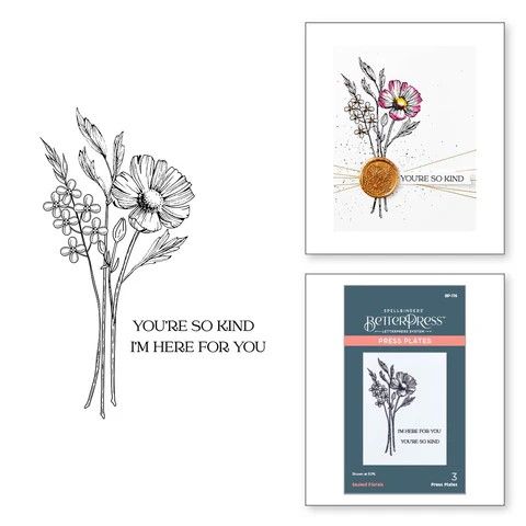 Spellbinders Paper Arts - Betterpress - press Plate - Sealed Florals - BP-116 - 3 pcs