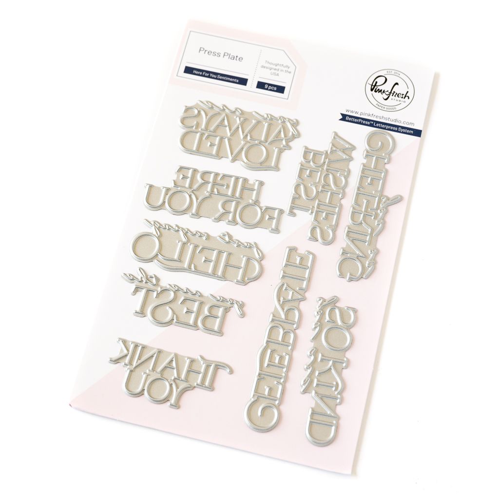 PinkFresh Studio - Here For You Collection - Here For You - Press Plate - Sentiments -   258724 - 9 pcs