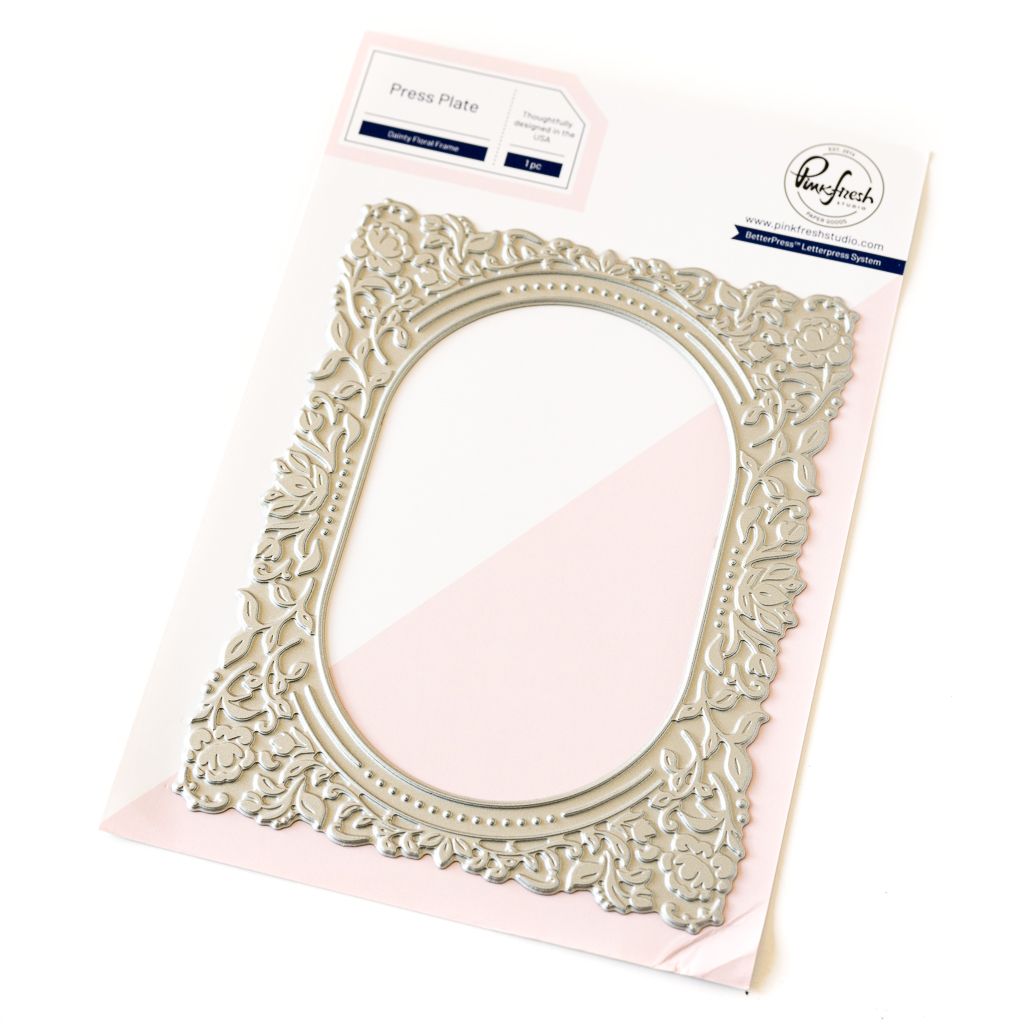 PinkFresh Studio - Here For You Collection - Dainty Floral Frame  - Press Plate - 256624