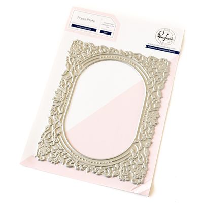 PinkFresh Studio - Here For You Collection - Dainty Floral Frame  - Press Plate - 256624