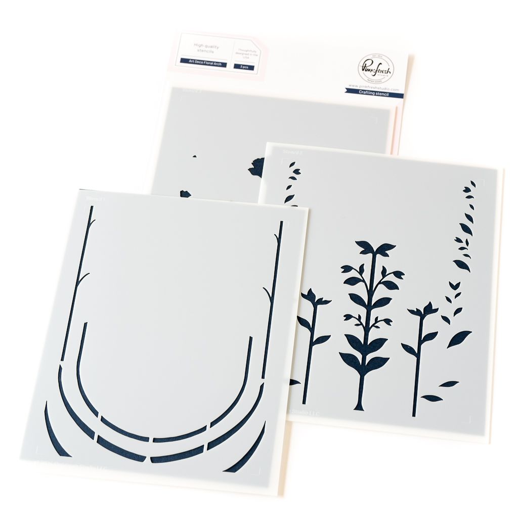 PinkFresh Studio - Here For You Collection - Art Deco Floral Arch - Stencil Set - 255824 - 3 pcs