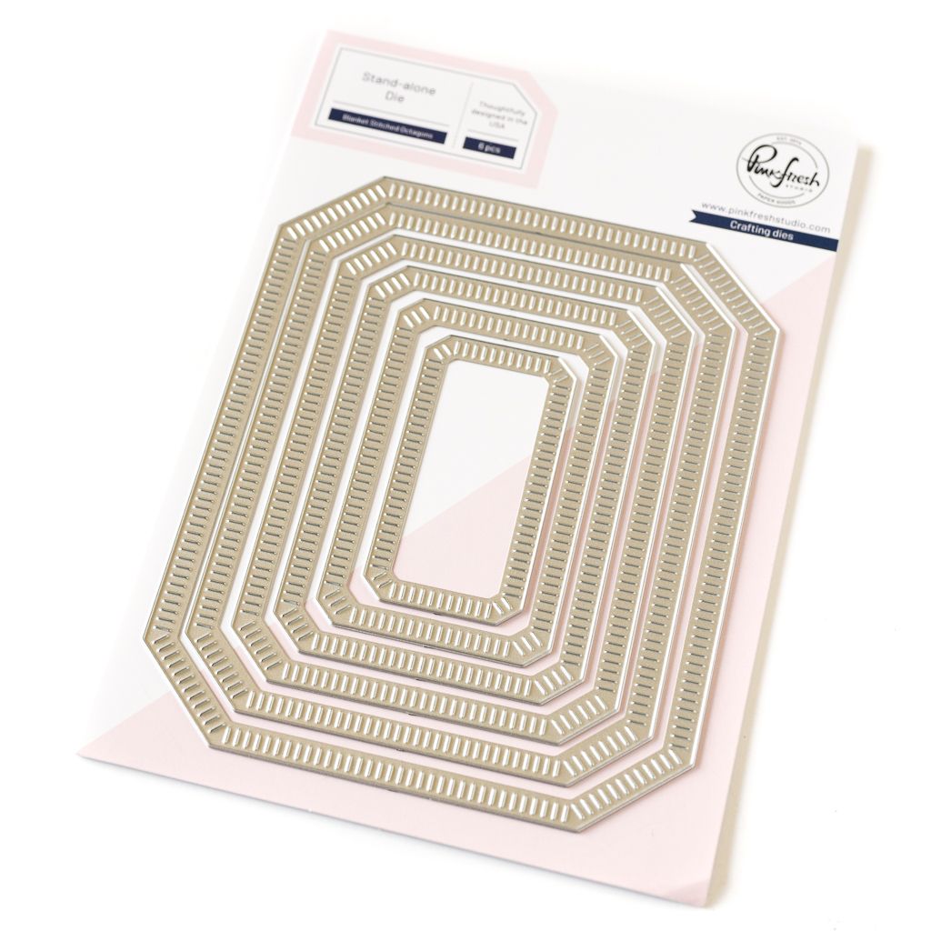 PinkFresh Studio - Essentials Collection - Die Set - Blanket Stitched Octagons - PF162ES - 6 pcs