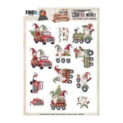 Find It Trading - Yvonne&#39;s Creations - Punchout Sheet - Gnome For Christmas Collection - Gnome Transport - SB10952