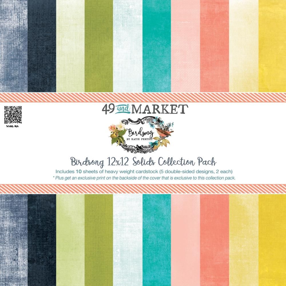 49 &amp; Market - Birdsong Collection - 12 x 12 Paper Pack - Solids - BSK29291 - 10 Sheets
