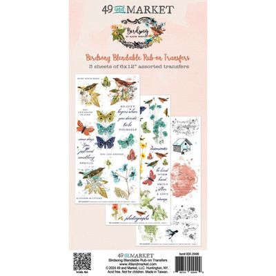 49 &amp; Market - Birdsong Collection - Rub On Transfer Set - Blendable - BSK29499 - 6&quot; x 12&quot; - 32 sheets