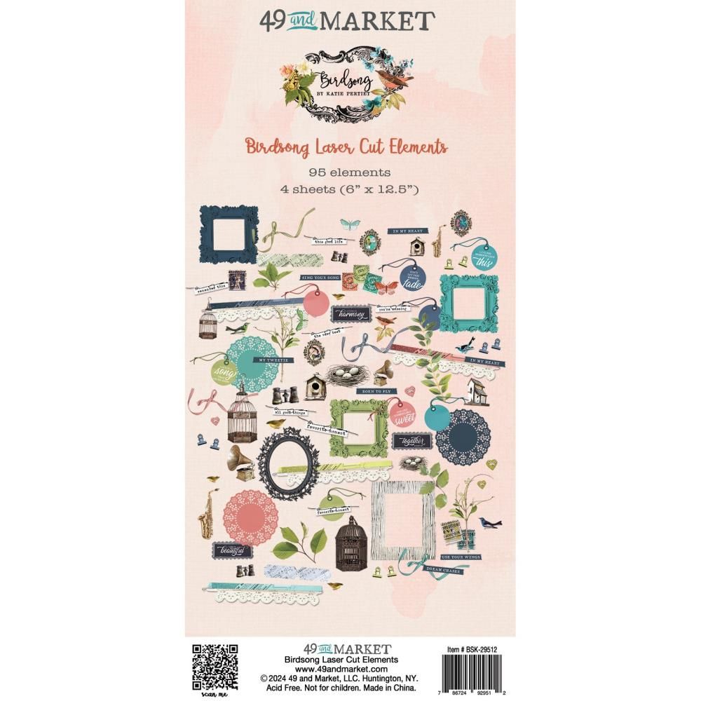49 &amp; Market - Birdsong Collection - Laser Cut - Elements - VBSK29512 - 6&quot; x 12&quot; - 3 sheets