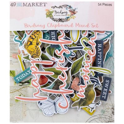 49 &amp; Market - Birdsong Collection - Mixed Chipboard Set - BSK29536 - 54 pcs