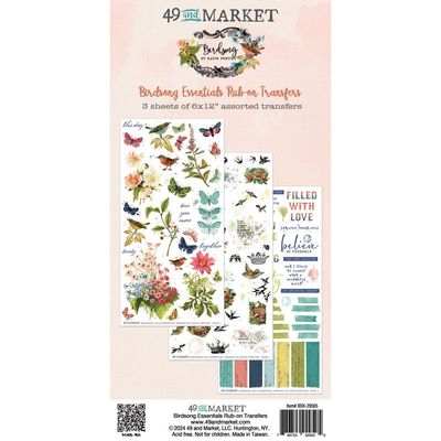 49 &amp; Market - Birdsong Collection - Rub On Transfer Set - Essentials - BSK29505 - 6&quot; x 12&quot; - 3 sheets