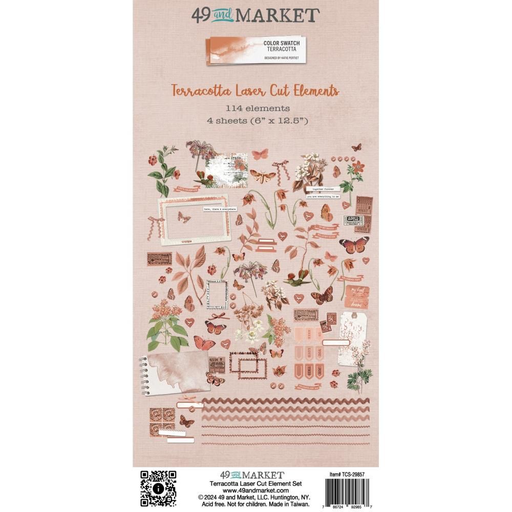 49 &amp; Market - Color Swatch - Terracotta Collection - Laser Die Cuts - Elements - TCS29857 - 114 pcs