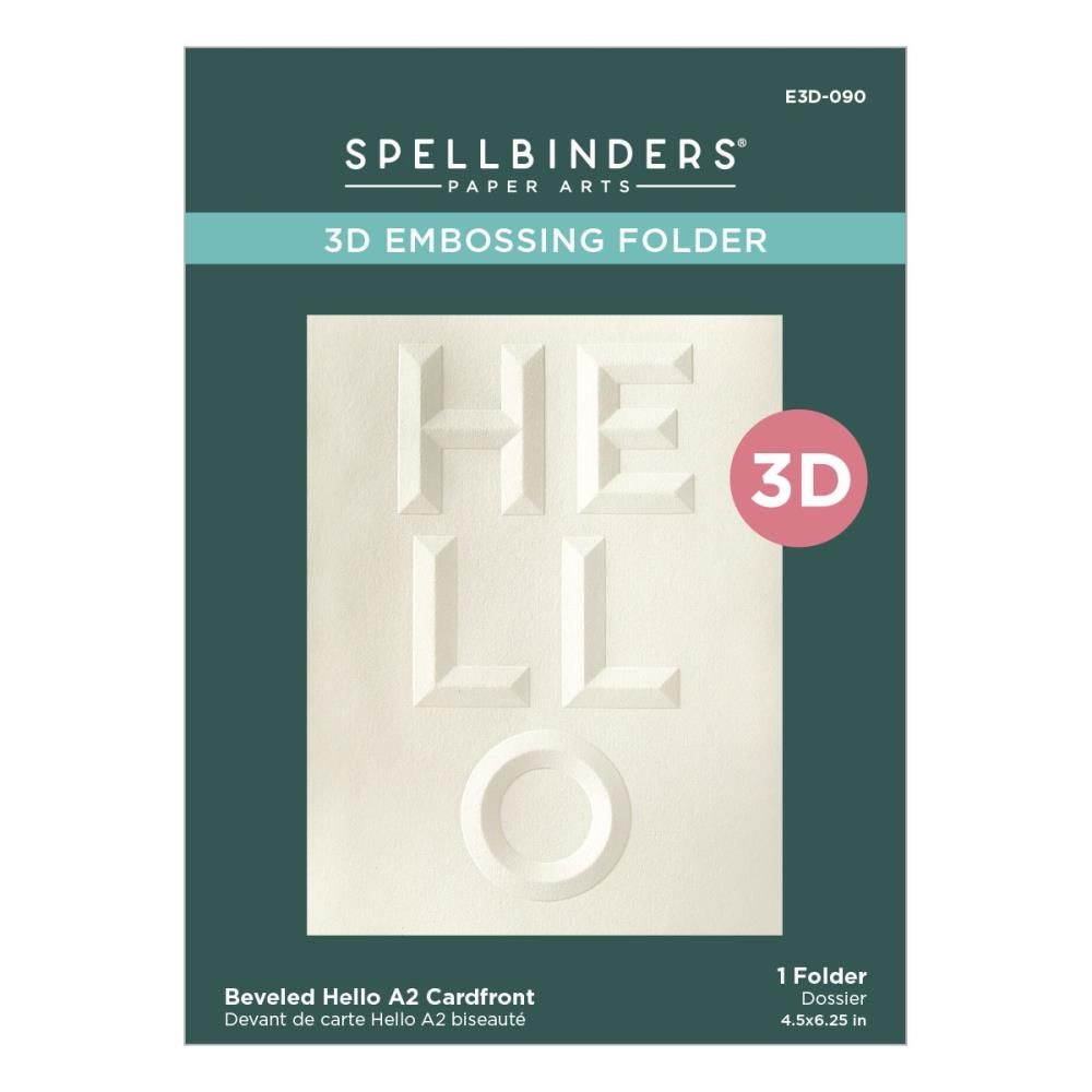 Spellbinders Paper Arts - 3D Embossing Folders - Beveled - A2 - Hello - E3D-090