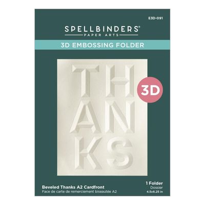 Spellbinders Paper Arts - 3D Embossing Folders - Beveled - A2 - Thanks - E3D-091