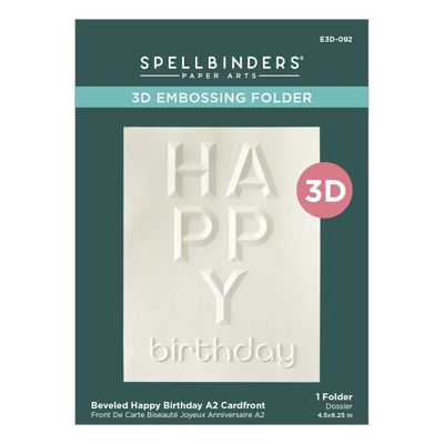 Spellbinders Paper Arts - 3D Embossing Folders - Beveled - A2 - Happy Birthday  - E3D-092