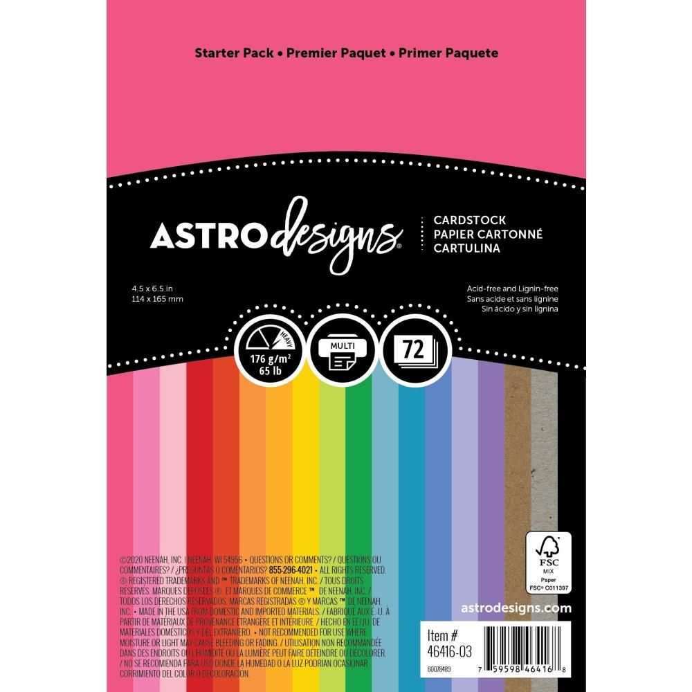 Neenah Papers - Pre Cut Pack - Bold - Smooth Cardstock - 4&quot; x 6&quot; - 72 pcs - 46416-4