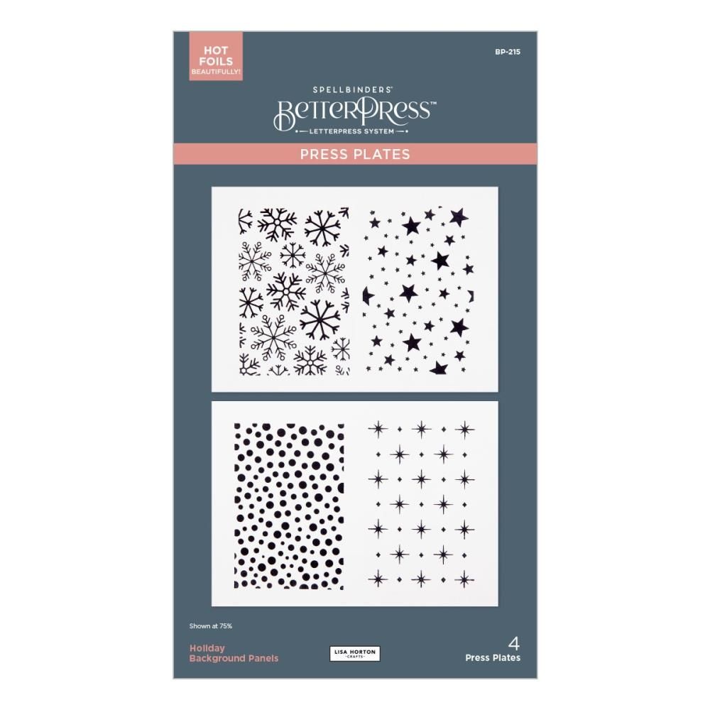 Spellbinders Paper Arts - Betterpress - Press Plate - Holiday Background Panels - BP-215 - 4 pcs