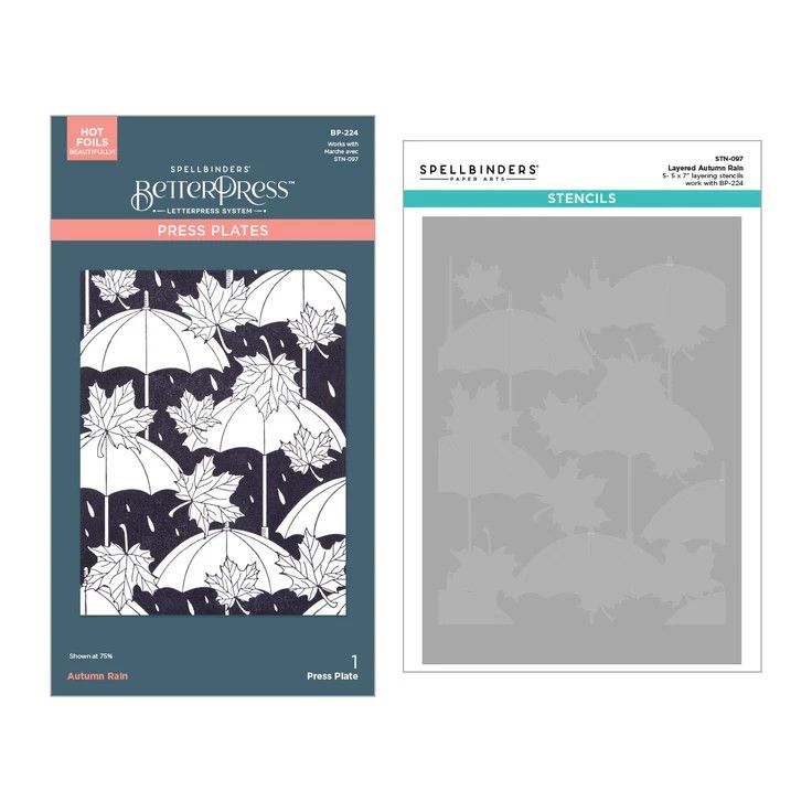 Spellbinders Paper Arts - Betterpress - Bundle - Autumn Rain and Stencil Bundle - BD-0897