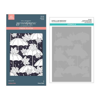 Spellbinders Paper Arts - Betterpress - Bundle - Autumn Rain and Stencil Bundle - BD-0897