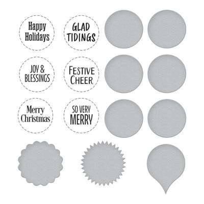 Spellbinders Paper Arts - Press Plate - Festive Circle Sentiments - BP-216 - 1 Plate, 4 cutting dies.