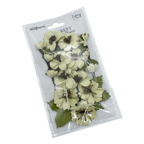 49 &amp; Market - Mulberry Paper Flowers - Wildflowers - Celery - FM38473 - 12 pcs