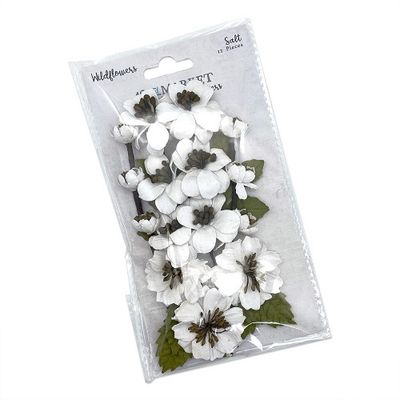 49 &amp; Market - Mulberry Paper Flowers - Wildflowers - Salt - FM38466 - 12 pcs