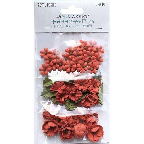 49 &amp; Market - Mulberry Paper Flowers - Royal Posies - Tomato - RP34079 - 49 pcs