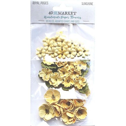 49 &amp; Market - Mulberry Paper Flowers - Royal Posies - Sunshine - RP34109 - 49 pcs