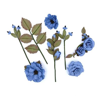 49 &amp; Market - Mulberry Paper Flowers - Nature&#39;s Bounty - Cornflower - NB40292 - 8 pcs