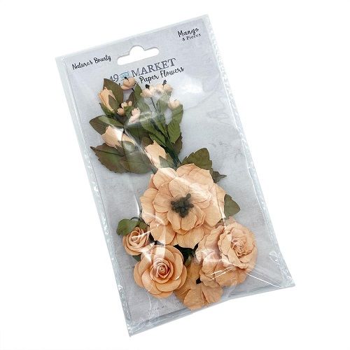 49 &amp; Market - Mulberry Paper Flowers - Nature&#39;s Bounty - Mango - NB38435 - 8 pcs