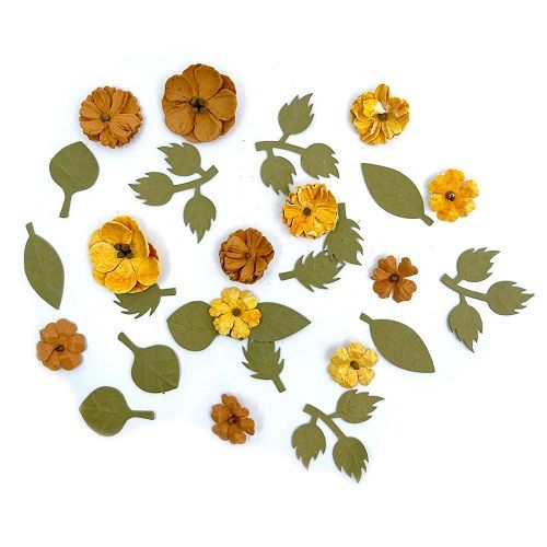 49 &amp; Market - Mulberry Paper Flowers - Rustic Blooms - Marigold - RB34901 -28 pcs