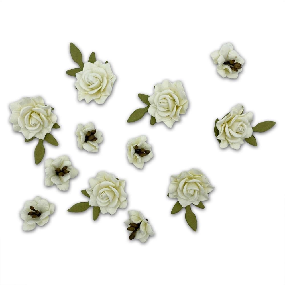 49 &amp; Market - Mulberry Paper Flowers - Florets - Cream - FF40377 - 12 pcs