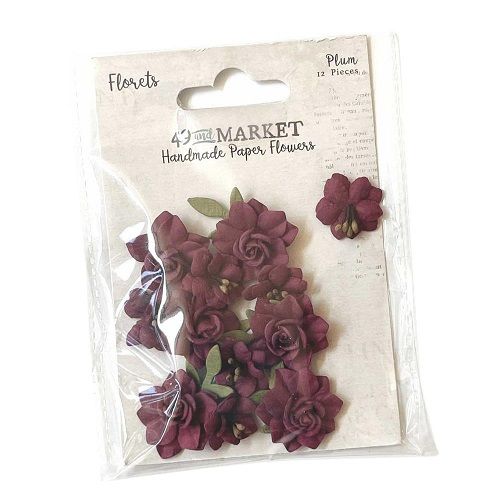 49 &amp; Market - Mulberry Paper Flowers - Florets - Plum - FF38961 - 12 pcs