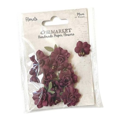 49 &amp; Market - Mulberry Paper Flowers - Florets - Plum - FF38961 - 12 pcs