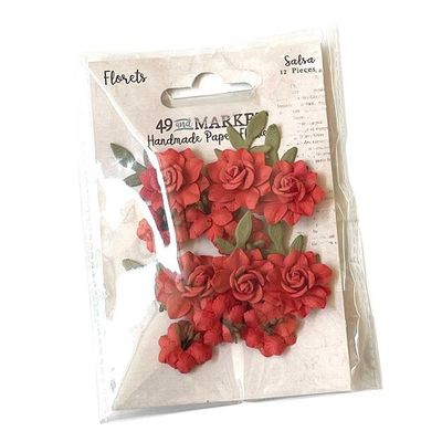 49 &amp; Market - Mulberry Paper Flowers - Florets - Salsa - FF38954 - 12 pcs