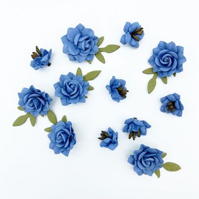 49 &amp; Market - Mulberry Paper Flowers - Rustic Blooms - Cornflower - RB40384 -28 pcs