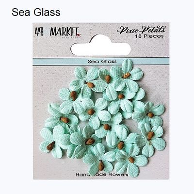 49 &amp; Market - Mulberry Paper Flowers - Pixie Petals - Sea Glass - EP89111 - 18pcs