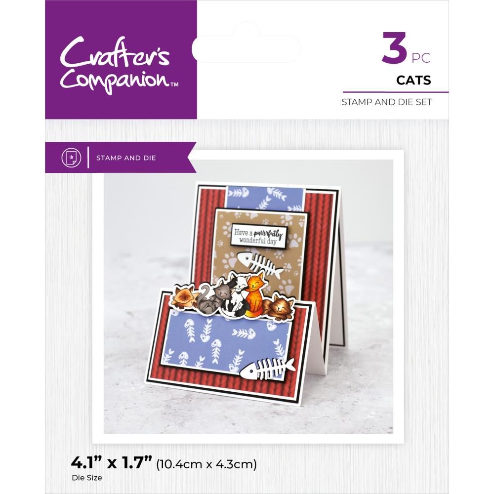 Crafters Companion - Crafters Companion Stamp &amp; Die sets - Cats - CCSTDCATS - 3pcs
