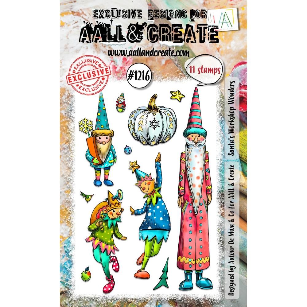 All and Create - A7 Photopolymer Clear Stamp -Santa&#39;s Workshop Wonders - 1216 - 13pcs