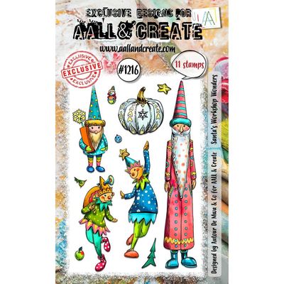 All and Create - A7 Photopolymer Clear Stamp -Santa&#39;s Workshop Wonders - 1216 - 13pcs
