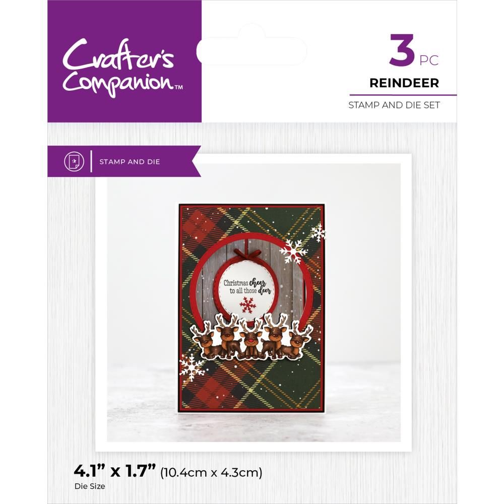 Crafters Companion - Stamp &amp; Die sets - Reindeers - CCSTDREIN - 3pcs
