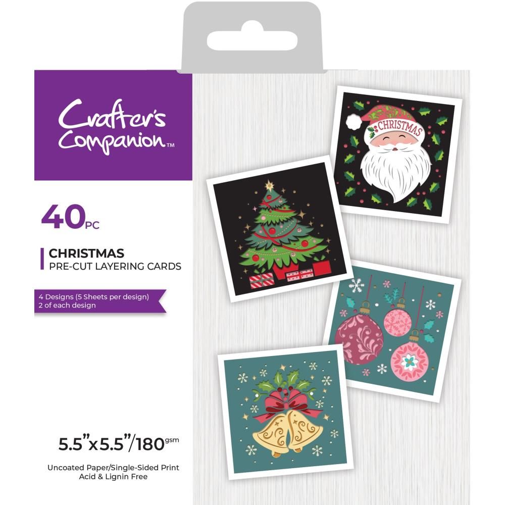 Crafters Companion - Pre Cut Layering Pack - Christmas - 5.5&quot; x 5.5&quot; - CCPCLPCHR - 40pcs