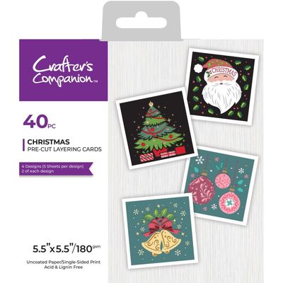 Crafters Companion - Pre Cut Layering Pack - Christmas - 5.5&quot; x 5.5&quot; - CCPCLPCHR - 40pcs