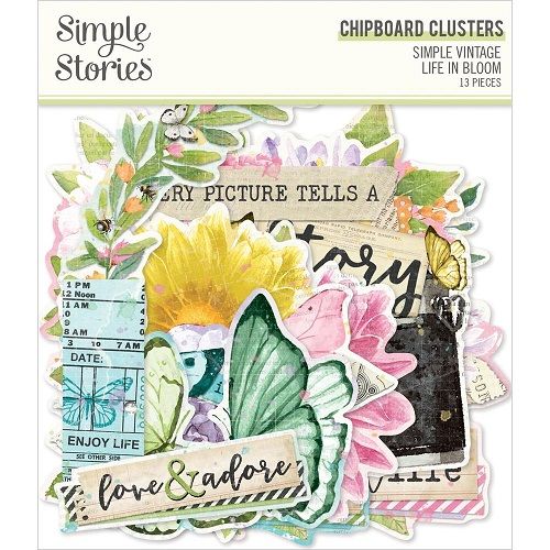 Simple Stories - Simple Vintage - Life In Bloom Collection - Chipboard Clusters - 19734 - 13 pcs