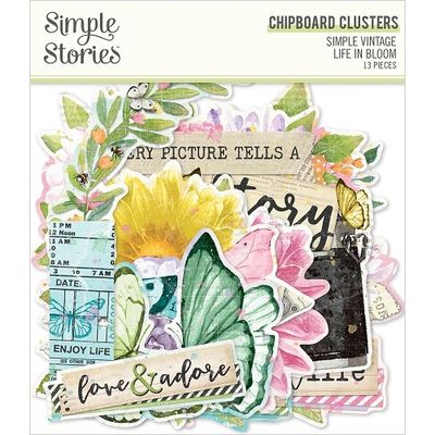 Simple Stories - Simple Vintage - Life In Bloom Collection - Chipboard Clusters - 19734 - 13 pcs