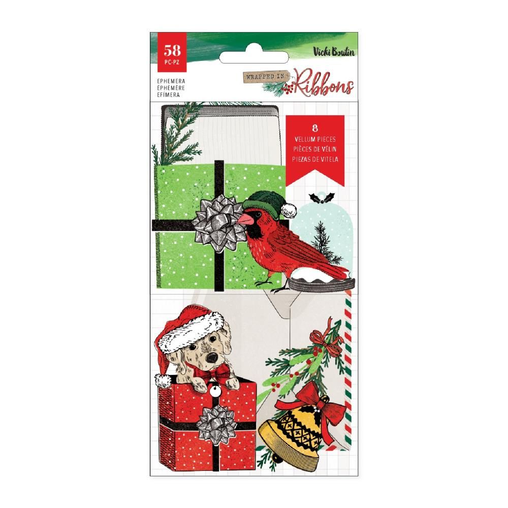 American Crafts &amp; Vicki Boutin - Wrapped In Ribbons Collection - Icon Die Cuts - 34031924 - 58 pcs